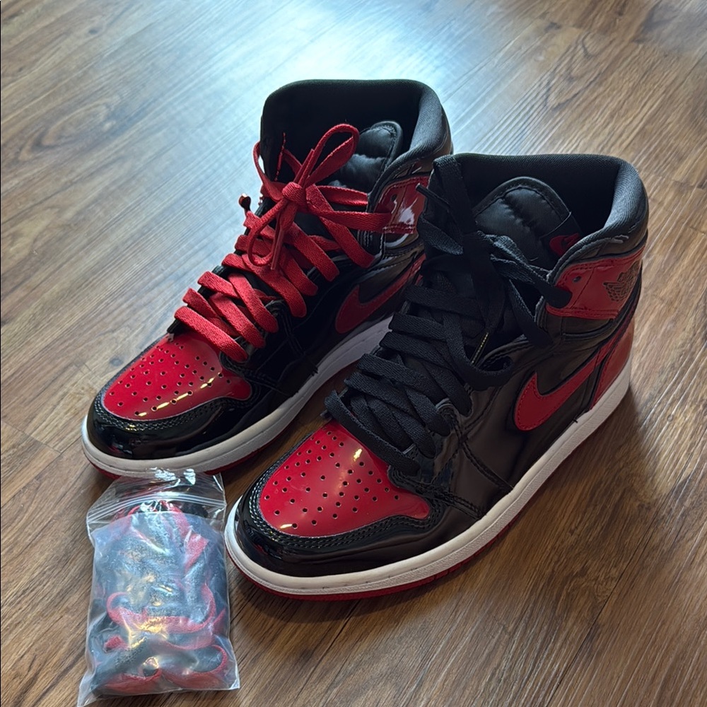 Men's Black and Red High-Top Sneakers